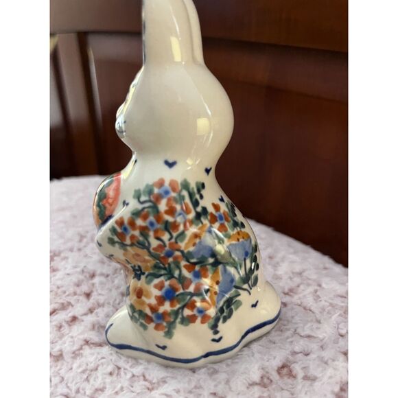 BOLESLAWIEC POLISH POTTERY Polish Floral Bunny ~4.5" - Picture 3 of 6